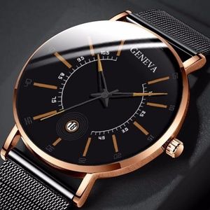 Stainless Steel Geneva Luxury Calendar Watch NWT